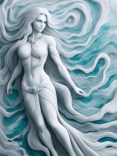 مجسمه جذاب زن با موهای بلند برای طرح پوستر دیواری