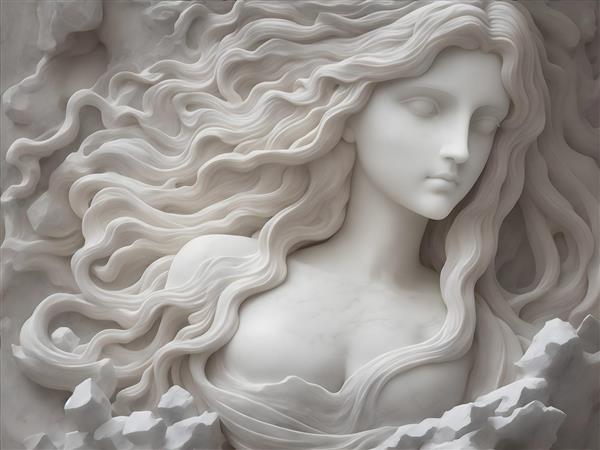 مجسمه زیبای موهای بلند و پریشان