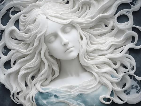 زن زیبا با موهای بلند در هنر تصویرسازی