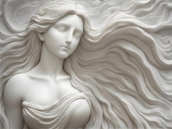 پوستر دیواری هنری مجسمه زن با موهای بلند