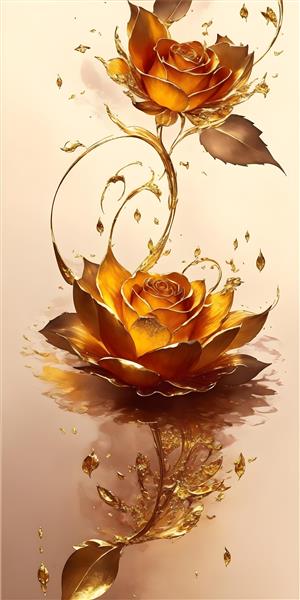 تابلو دکوراتیو طرح گل طلایی پوستر