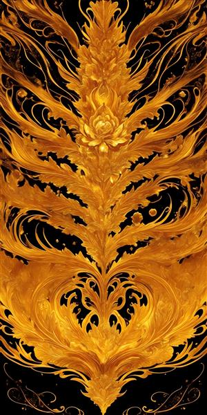 اثر لوکس طراحی گل طلایی مشکی پوستر سه بعدی