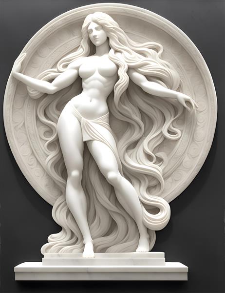 طرح مجسمه زن یونانی در تابلو سه بعدی