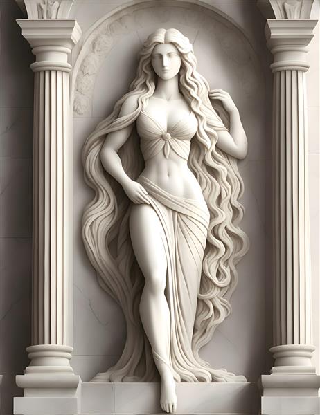 مجسمه زن سنگ مرمر یونانی طرح دکوراسیون و هنر دیواری