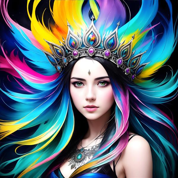 پرتره شاهزاده زیبا با موهای رنگ روغن در تابلو