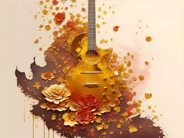 تصویرسازی گیتار در طرح با کیفیت هنر دیجیتال
