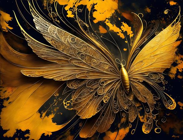پروانه در نقاشی رنگ روغن با کیفیت برجسته