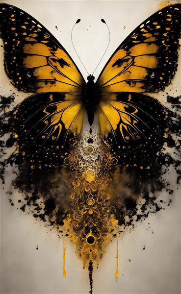 نقاشی گچبری طرح پوستر پروانه زیبا