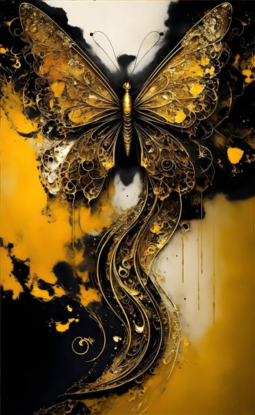 پروانه طلایی طرح پوستر دکوراتیو