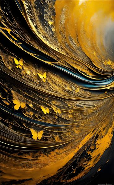 پروانه‌های طلایی رنگ روغن تابلو دکوراتیو