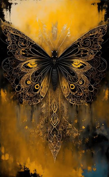 پروانه طلایی زیبا و لوکس دکوراتیو