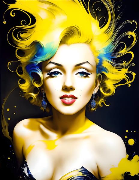 چهره مرلین مونرو دیجیتال طرح تابلو طلایی