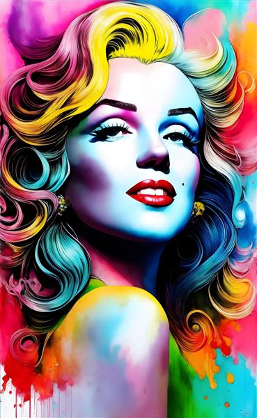 تصویرسازی دیجیتال رنگارنگ چهره رنگی هالیوود