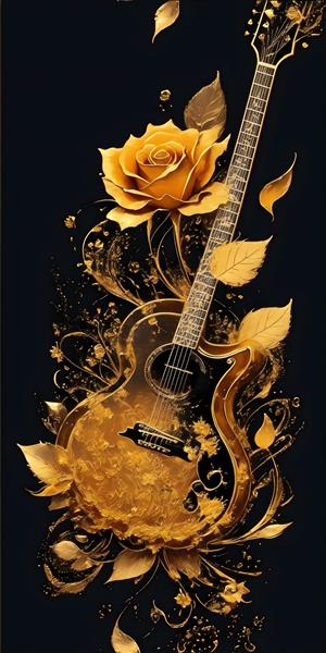 تصویرسازی گیتار در طرح تابلو با کیفیت