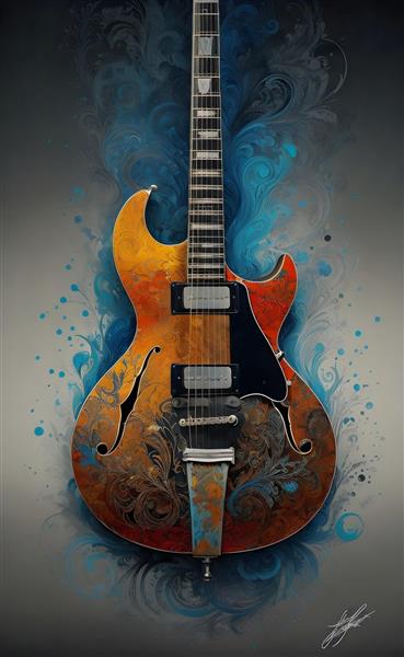 هنر و موسیقی با گیتار طرح تابلو