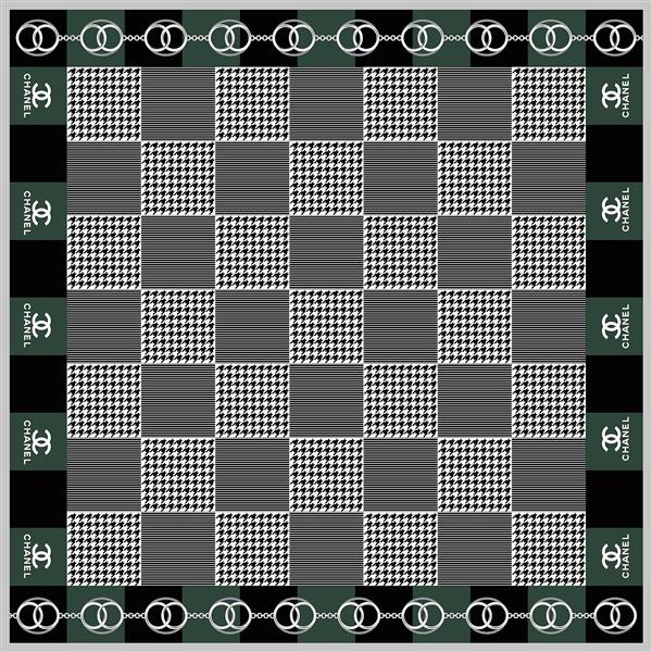 طرح روسری هندسی شطرنجی با زنجیر