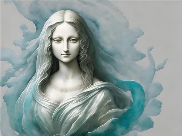 مجسمه مونالیزا با موهای بلند در هنر حکاکی با کیفیت بالا