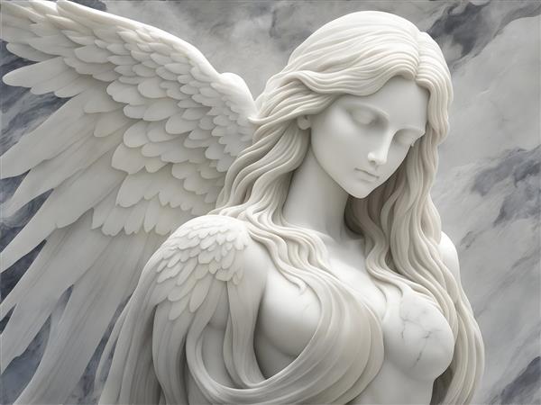 مجسمه فرشته با بالهای رنگی و چهره جذاب