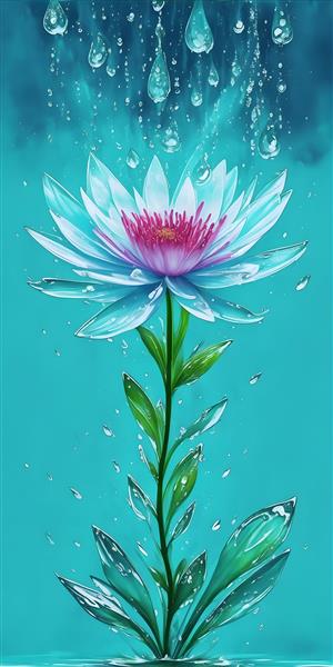 طرح زیبا گل با قطرات آب برای چاپ