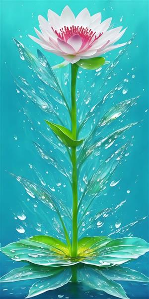 طرح زیبا گل با قطرات آب برای چاپ روی تابلو
