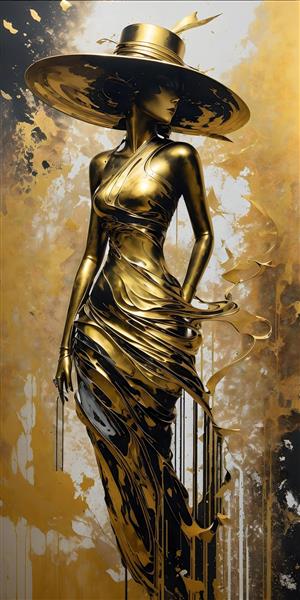 مجسمه برجسته سه بعدی زن جوان با لباس شب کلاسیک