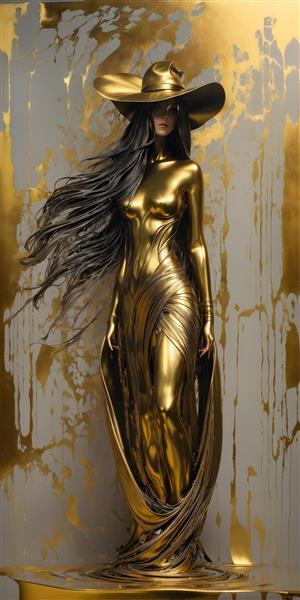 تابلو مجسمه برجسته سه بعدی نقش حکاکی طلایی آمریکایی دختر