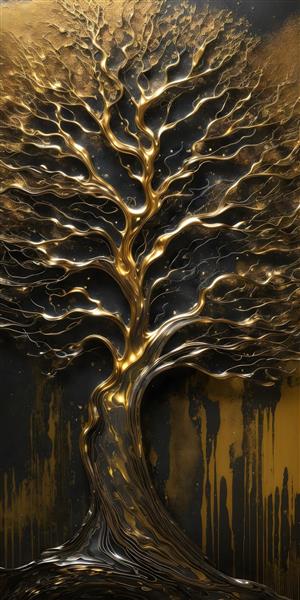 تابلو درخت طلایی طرح پتینه