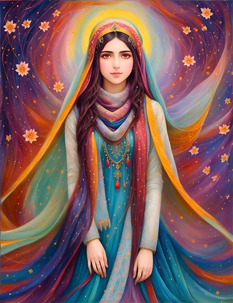 دختر زیبای دختر ایرانی در نقاشی مینیاتور