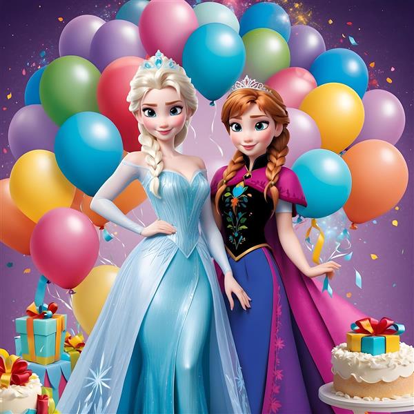 تم تولد پرنسس السا و آنا کارتونی جذاب دخترانه
