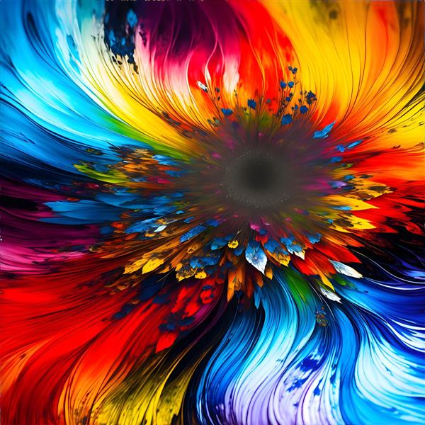 تابلو انتزاعی گل‌های رنگارنگ با زمینه مشکی