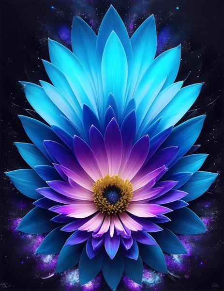 تابلو گل نیلوفر آبی در شب رمانتیک