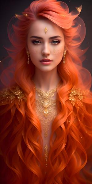 طراحی پرتره زن جوان با موهای قرمز به سبک گرافیکی