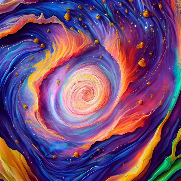نقاشی دیجیتال کهکشان رنگارنگ رنگین کمان