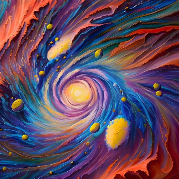 تصویرسازی دیجیتال انتزاعی شفق‌های رنگی کهکشان