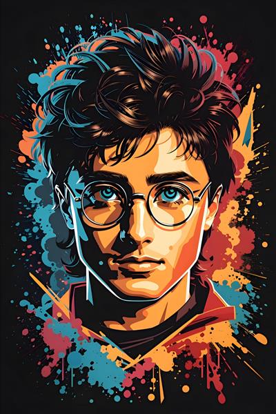 هری پاتر نقاشی رنگی طرح چاپ روی تیشرت