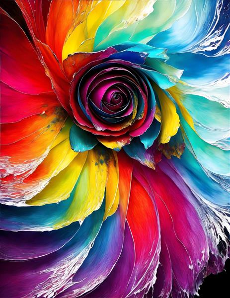 تصویرسازی دیجیتال گلبرهای رنگارنگ رز