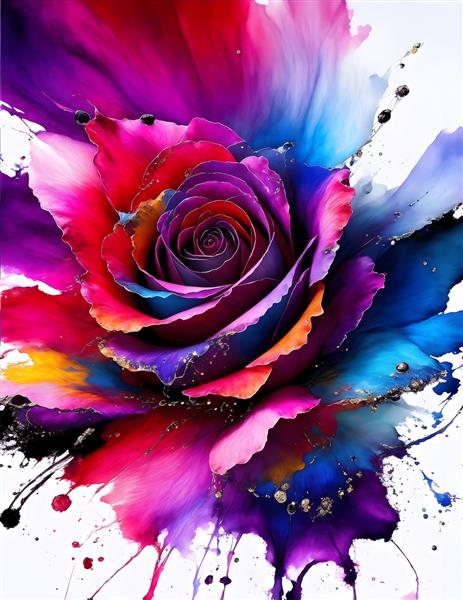 تابلوی انتزاعی دیجیتال گل رز رنگارنگ