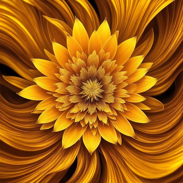 تابلو سه بعدی فانتزی گل‌های طلایی به سبک رنگ روغن