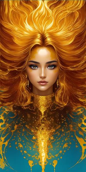 طرح زیبا نقاشی دیجیتال دختر جوان با موهای طلایی