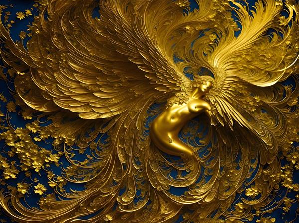 تصویرسازی دیجیتال فرشته طلایی زیبا