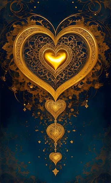 پوستر قلب طلایی دکوراتیو فنگ شویی