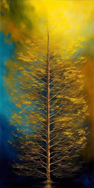 طرح درخت طلایی با پس زمینه انتزاعی