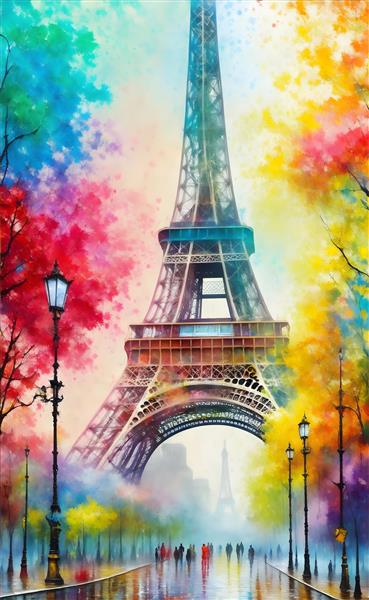طرح خلاقانه برج ایفل در پاریس با پاشش آب