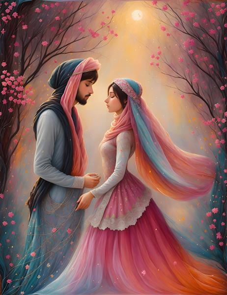 پوستر دیواری نگارگری عاشقان ایرانی
