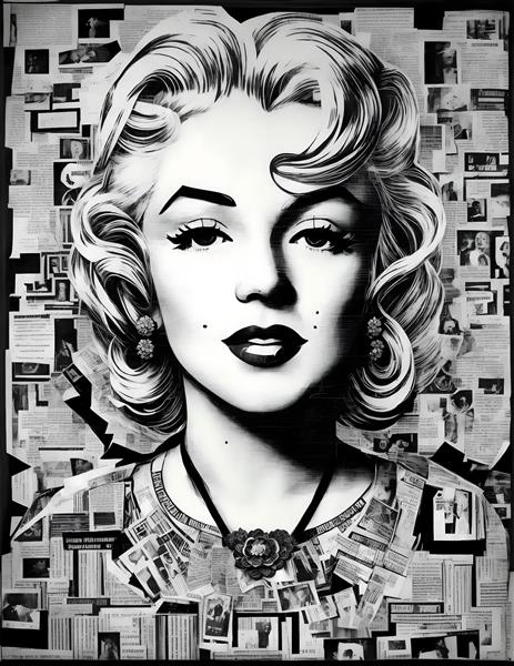 تصویرسازی دیجیتالی چهره مرلین مونرو در سبک قدیمی