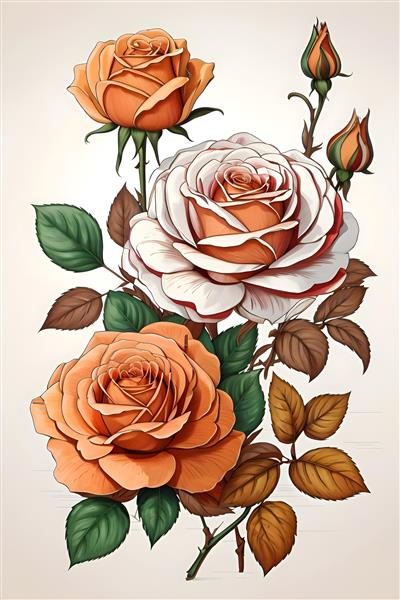 گلهای رز رنگی نقاشی دیجیتال