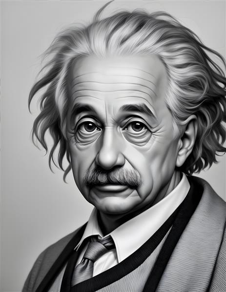 آلبرت اینشتین طراحی چهره با زغال