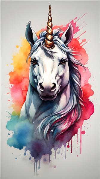 نقاشی سر اسب بر روی پس زمینه رنگارنگ