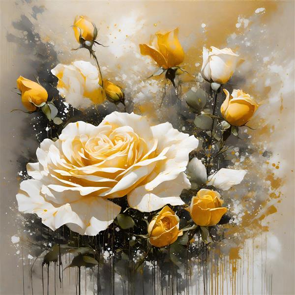 زیباترین نقاشی دیجیتال گل رز طلایی