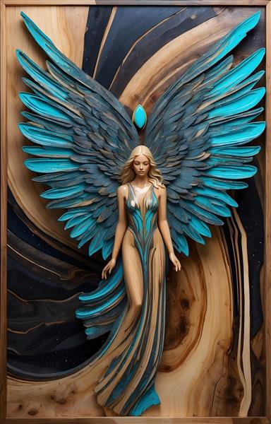 تصویرسازی دیجیتالی سبک هنری از فرشته خرد شده چوبی